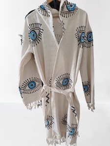 Patrón de ojos Albornoz turco de algodón con capucha Playa Piscina Hogar Secado rápido Lavable Venta de fábrica Suave Mujeres Hombres Buena calidad - Product Image 3