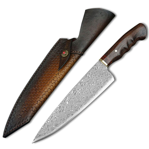 Cuchillo de Chef de acero de Damasco con mango personalizado, borde afilado, calidad superior, hecho a mano en Pakistán, mango de madera, Apto para lavavajillas - Product Image 1