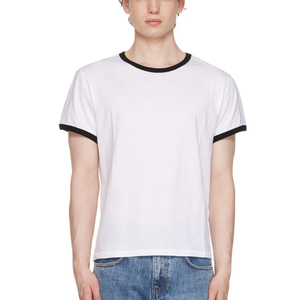T-shirt en coton peigné de haute qualité avec impression DTF personnalisée, vente en gros, t-shirt à col contrastant - Product Image 6
