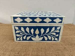 Calidad Premium Perfect Blue Bone Inlay Jewelry Bone Inlay Box Paquete de joyería Cajas de anillos personalizadas Joyero BY HF CRAFTS - Product Image 6