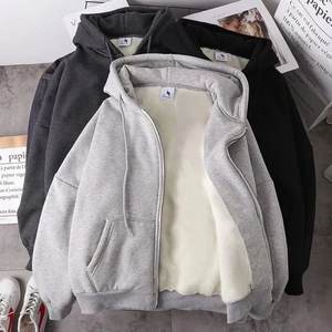 New Fashion <b>Long</b>-Sleeve Heavyweight <b>Cardigan</b> <b>Hoodie</b> with Front and Back Logo Zipper Pockets 100% Cotton for Winter Casual Wear - Product Image 1