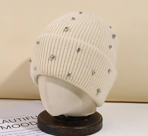 Gorros de moda con diamantes de imitación gorros gorro cálido fabricado OEM mejor calidad gorros de Jacquard con logotipo personalizado para Unisex - Product Image 4