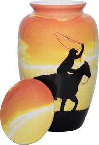 Urna de cremación personalizada humana para montar a caballo de vaquero con bolsa de terciopelo, varios tamaños - Product Image 5