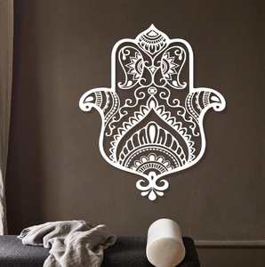 Décoration murale main Hamsa en bois découpé au laser avec design floral et oculaire complexe pour la décoration et la protection de la maison au tarif de gros - Product Image 4