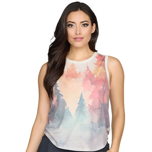 Débardeur personnalisé à sublimation, col montant, sans manches, imprimé floral, coupe ajustée, extensible, décontracté, mode estivale pour femme - Product Image 1