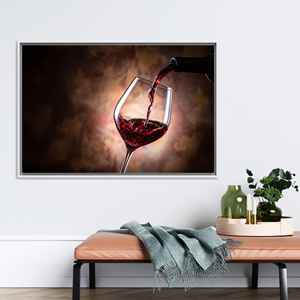 Modern <b>Red</b> <b>Wine</b> <b>Glass</b> Canvas Art: Elegant Printed Kitchen Decor,WHITE FRAMED CANVAS - Product Image 1