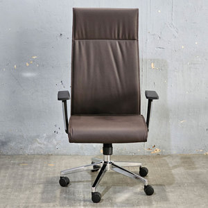 Ergonomic Brown Faux Leather <b>Cushion</b> Office Chair Swivel Base Adjustable Height Contemporary Design for Home Workshop-MF6635N - Product Image 3