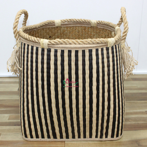 High Quality Woven Palm Leaf Storage Container With <b>Rope</b> Handles, Modern and Stylish <b>Basket</b> For Gift Boxes & Home Decor - Product Image 6