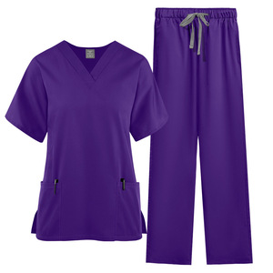 Comfortable Practical Spandex Short Sleeve Hospital Medical <b>Scrubs</b> Stand Collar <b>Nurse</b> <b>Scrub</b> Sets Practical Staff Uniforms - Product Image 5
