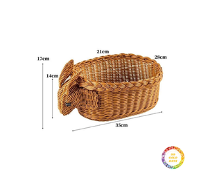 Cesta tejida de ratán para animales, pollo, pato, ciervo, bandeja de almacenamiento de frutas, cesta de almacenamiento para aperitivos hecha a mano - Product Image 3