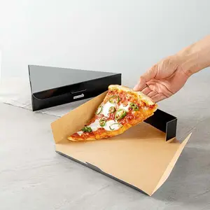 Fournitures d'emballage personnalisé de haute qualité pas cher boîte à pizza noire triangle en papier facile à assembler avec logo