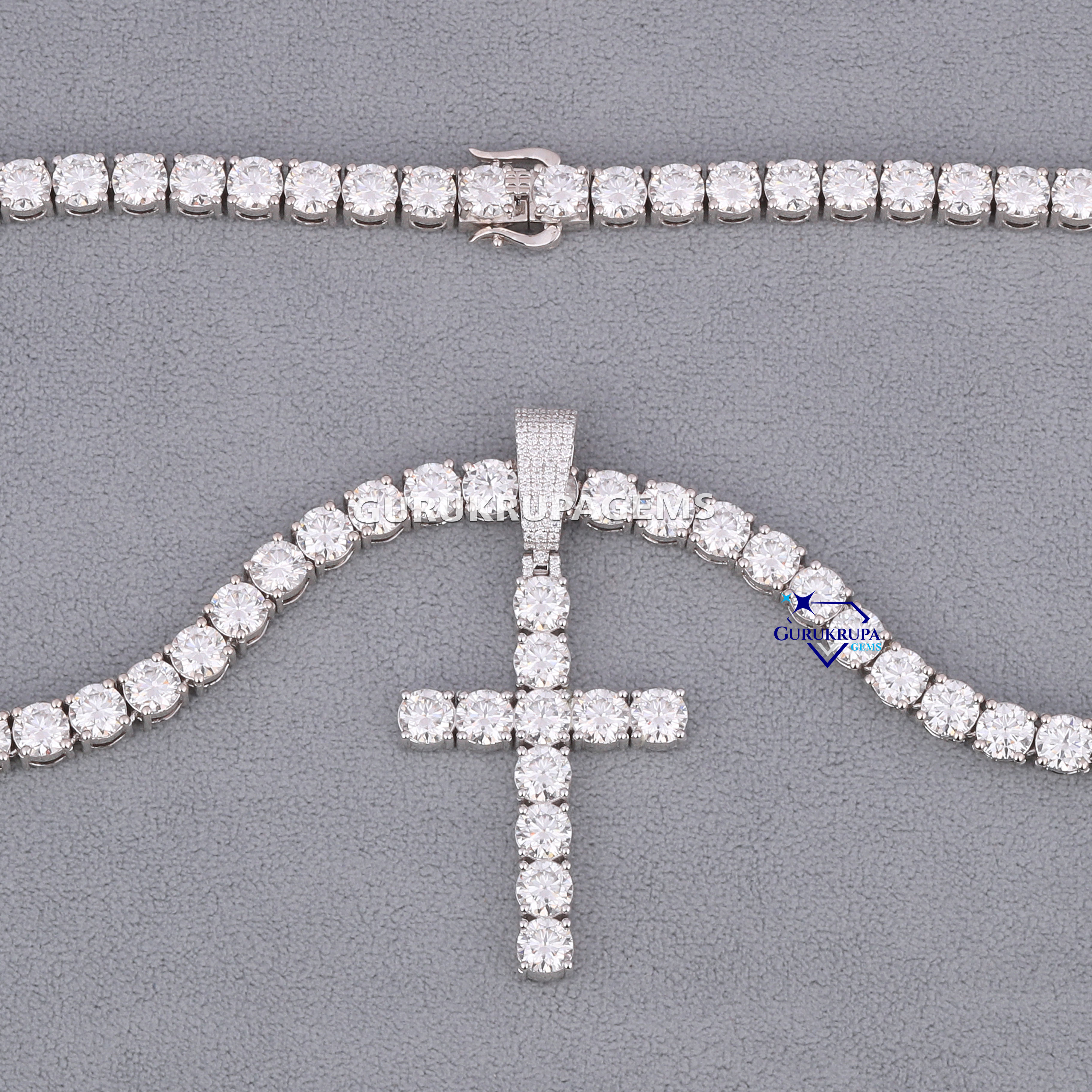 moissanite tennis necklace with cross