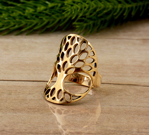 Super lucido oro pila 14k oro pieno di anello albero di alta qualità gioielli in ottone per le donne <span class=keywords><strong>uomo</strong></span> Midi nocche anello per Boho Look - Product Image 3