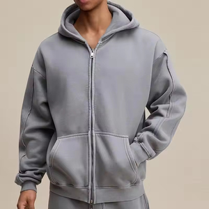Sweatshirts à capuche pour hommes Vente en gros Logo personnalisé Pull épais vierge Sweat à capuche vintage zippé délavé à l'acide - Product Image 1