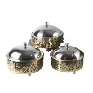 Vente chaude Hotpot Personnalisé Fini À La Main Designer Casserole Forme Ronde Hôtel Fournitures De Luxe En Métal Alimentaire Serveur - Product Image 4