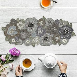 Handmade Christmas Decorative Beaded <b>Runner</b> Placemat Floral Design Embroidered Cloth for Home <b>Dining</b> Decor - Product Image 6