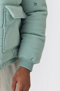 Nouvelle arrivée, veste matelassée à col cheminée en polaire, couleur sauge, coupe-vent, chaude, pour l'hiver, de haute qualité, pour homme, avec poches - Product Image 6