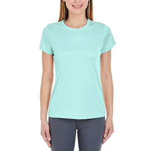 Venta al por mayor de camisetas de verano casuales de las mujeres de secado rápido transpirable y cómodo diseño teñido liso - Product Image 1