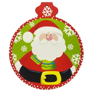Noel noel baba kardan adam ahşap kaplama ev yuvarlak küçük kolye üç parçalı Set