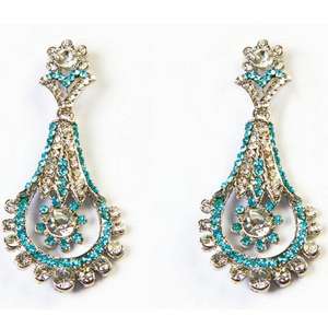 Pendientes colgantes de piedra austriaca azul Kriaa 1302313, accesorio de moda chapado en rodio - Product Image 1