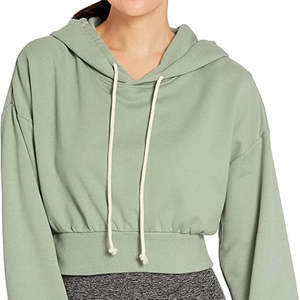 เสื้อฮู้ดผู้หญิง OEM ผ้าเทอร์รี่คอตตอน 100% ระบายอากาศได้ดี ทรงครอปท็อป พร้อมโลโก้สั่งทำ สำหรับฤดูหนาว - Product Image 2