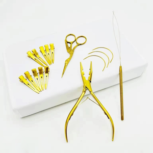 Kit d'outils pour extensions de cheveux en acier inoxydable, pince à extensions de cheveux, pince à perles et pince à retirer les perles en acier inoxydable avec étui blanc - Product Image 6