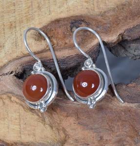 Pendientes de piedras preciosas de cornalina 925 pendientes de piedras preciosas de plata de ley sólida para Niñas para mujeres niñas pendientes colgantes joyería de plata - Product Image 4