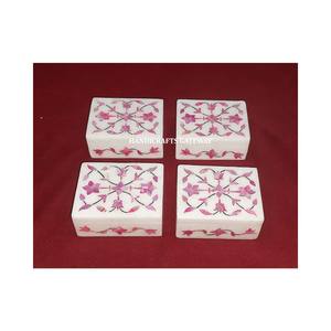 Attrayant fait à la main marbre nacre incrusté boîte blanc marbre vadrouille incrustation bijoux boîte de rangement pour femme et filles bijoux - Product Image 1