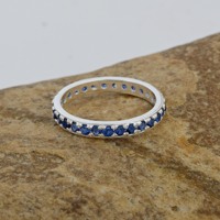 Bague de fiançailles en argent sterling 925, éternité complète, saphir bleu, citrine, cristal, bijoux cadeau pour femmes et filles
