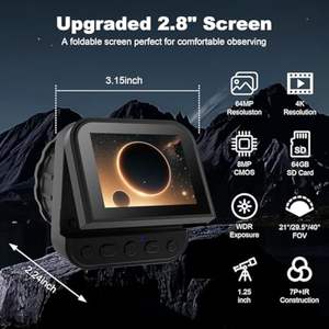 Caméra électronique d'oculaire SENSVISION WIFI avec écran de 2,8 pouces et grossissement 16x pour télescope, camping en plein air, randonnée - Product Image 2
