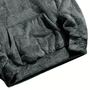 เสื้อมีฮู้ดขนสัตว์สำหรับเด็กผู้ชายเสื้อสเวตเชิ้ตมีฮู้ดแบบสวมหัวแขนยาวสีเทาเสื้อสเวตเชิ้ตแบบลำลองมีกระเป๋าจิงโจ้ - Product Image 6