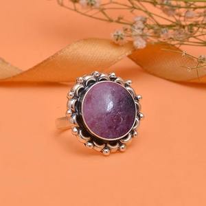 Anillo DE BODA indio para niñas, anillo de piedras preciosas, Plata de Ley 925, lujosa piedra preciosa rodonita, anillo hecho a mano, joyería de sello 925 - Product Image 3