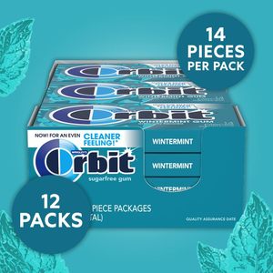 Chewing-gum sans sucre ORBIT Wintermint, emballé individuellement, boîte en vrac, 12 paquets de 14 pièces (168 pièces au total) - Product Image 2