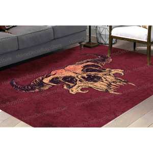 Printed Wool Rug-Modern Horror Devil Demon Patchwork Design with <b>Latex</b> Backing <b>for</b> Home or <b>Man</b> Cave Goblen Rug - Product Image 3