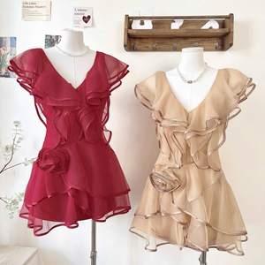 แฟชั่นฤดูร้อนชุดมินิเดรสตาข่ายระบายสำหรับผู้หญิงชุดค็อกเทล - Product Image 6