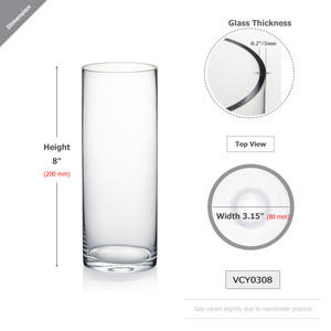 VCY0308 - แจกันแก้วทรงกระบอก - 3 x 8 - Product Image 3