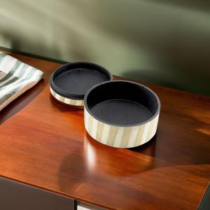 Accessoire décoratif de vaisselle de boîte de bibelot en bois rond fabriqué à la main de qualité supérieure - Product Image 1