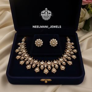 Ensemble de collier en moissanite Polki de petite taille - Product Image 5