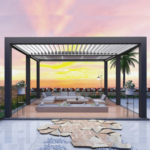 Bioclimatic Aluminium Louvered Sun Shade Pergola <strong>with</strong> Waterproof Roof for <strong>Outdoor</strong> Spaces 3x3&amp;custom Made