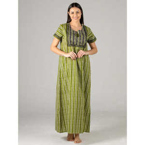 Chemise de nuit longue Evolve pour femme 100 % coton imprimé, super confortable et douce, style décontracté, taille élastique, manches mi-longues - Product Image 2