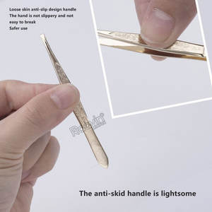 Pinzas para el cabello de cejas con punta plana inclinada, pinzas profesionales de acero inoxidable para depilación de cejas - Product Image 3