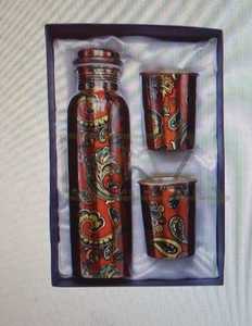 Bouteille d'eau enduite mate en cuivre imprimé la plus vendue Bienfaits pour la santé Boissons fabriquées par Aaliyan impex - Product Image 5