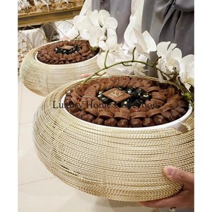 Fil de fer tresse Design métal chocolat bols et plats de service couleur or Design attrayant ustensiles de cuisine accessoires de comptoir - Product Image 1