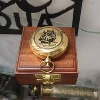 Boussole de poche en laiton Ross London avec boîte en bois de sheesham, cadeau de collection nautique antique.