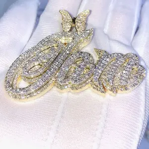 Collar con Nombre Personalizado, Colgante con Incrustaciones de Diamantes, Plata de Ley 925, Chapado en Oro, Cadena con Diamantes Moissanite VVS, Joyería Moderna de Hip Hop para Hombre - Product Image 5