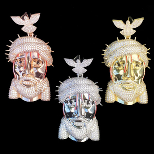 Nouveauté, pendentif en argent 925 style hip-hop, moissanite glacée, bijoux, pendentif en moissanite Jésus, passe le testeur de diamants avec GRA - Product Image 1