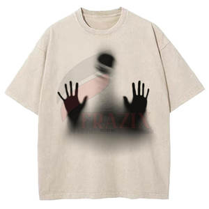 Camiseta de Algodón 100% Más Vendida, Personalizada, con Hombros Caídos, Estampado de Última Moda, Antiarrugas, de Secado Rápido, Cuello Redondo, Corte Regular, Informal - Product Image 1