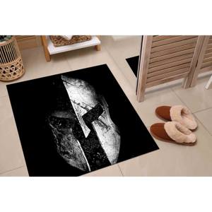 Tapis imprimé Molon Labe avec motif de casque spartiate : design moderne, doux, noir, en velours - Product Image 5