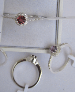 Romantic Cubic Zircon & Garnet Yellow <b>Gold</b> Gemstone <b>Ring</b> Cushion Cut Rhodium Plated <b>Set</b> in Romantic Style for Engagement - Product Image 1