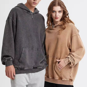 Acid Wash Vintage Hoodies Couple Surdimensionné Plaine Pull À Capuche Logo Personnalisé DTG Impression Hoodies Sweat - Product Image 1